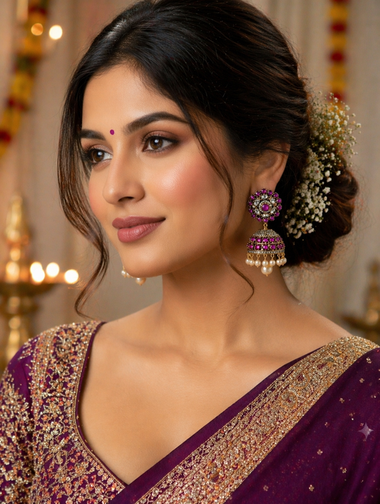 Regal Amethyst Jhumka Earrings