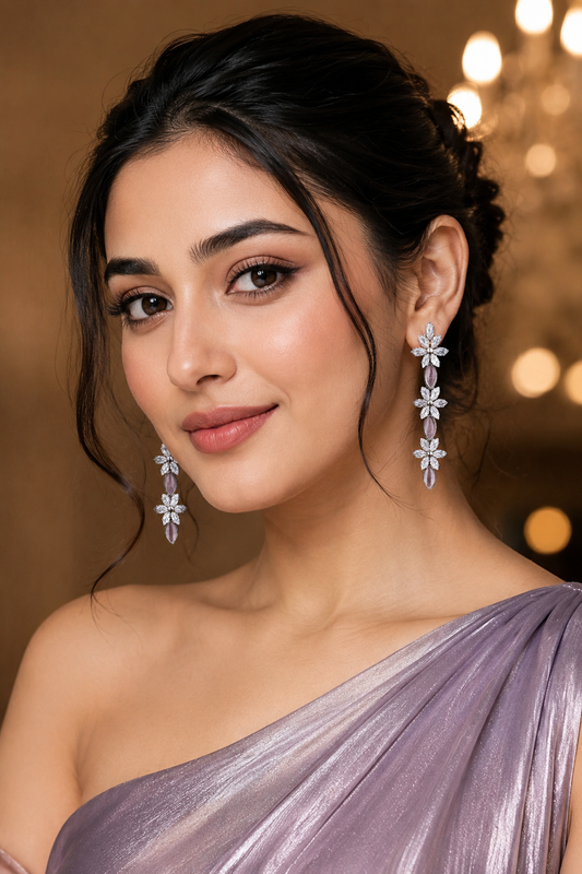 Dusty Mauve Celestia Drop Earrings