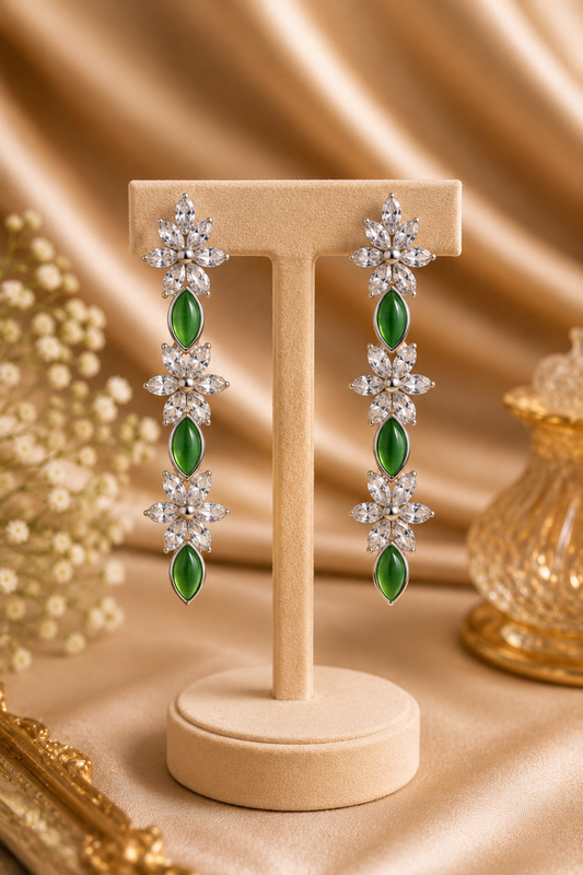 Emerald Bloom Cascade Earrings