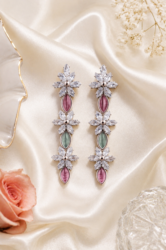 Rose Mist Floral Earrings
