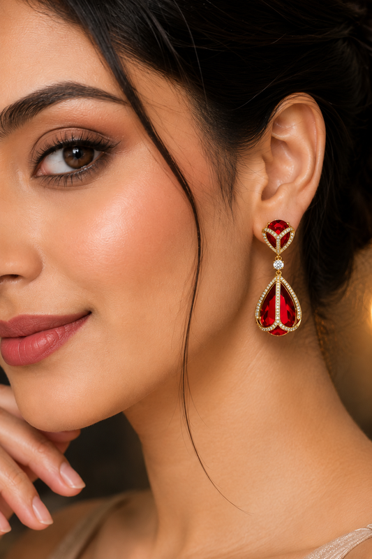 Elegant Ruby Teardrop Earrings