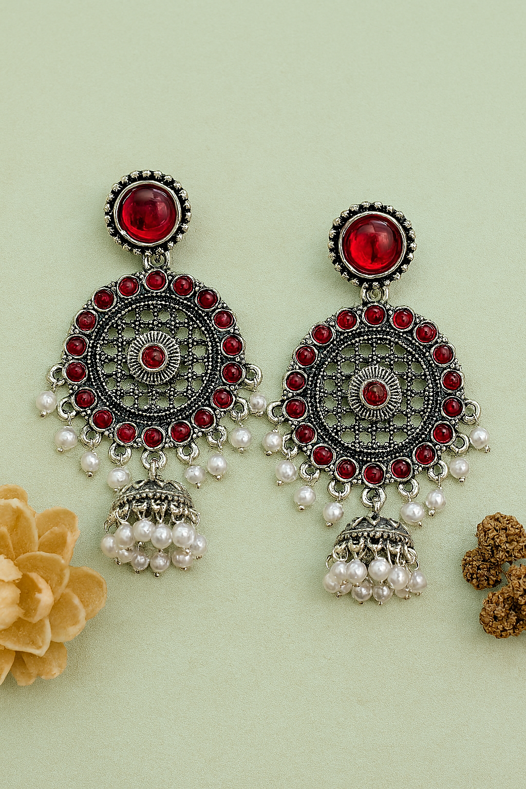 Maroon Festive Aura Earrings