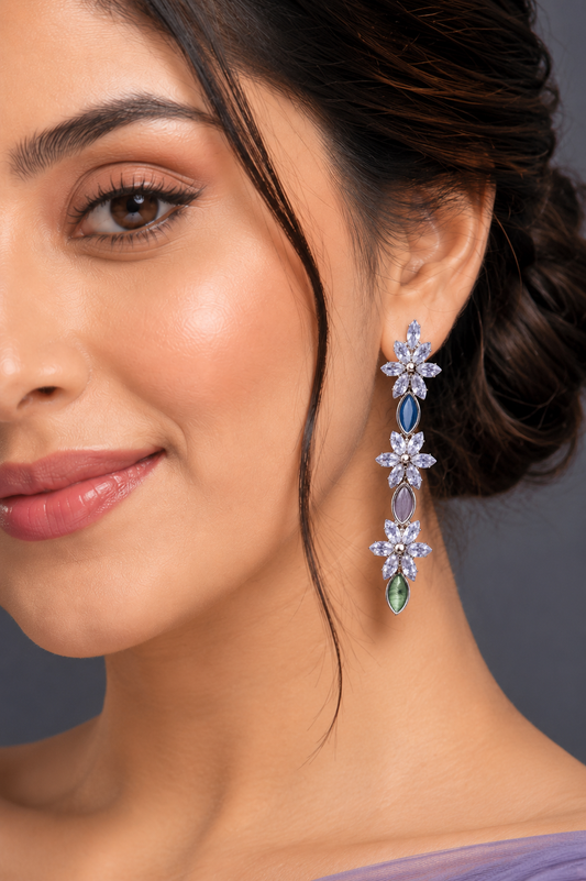 Celeste Bloom Crystal Drop Earrings
