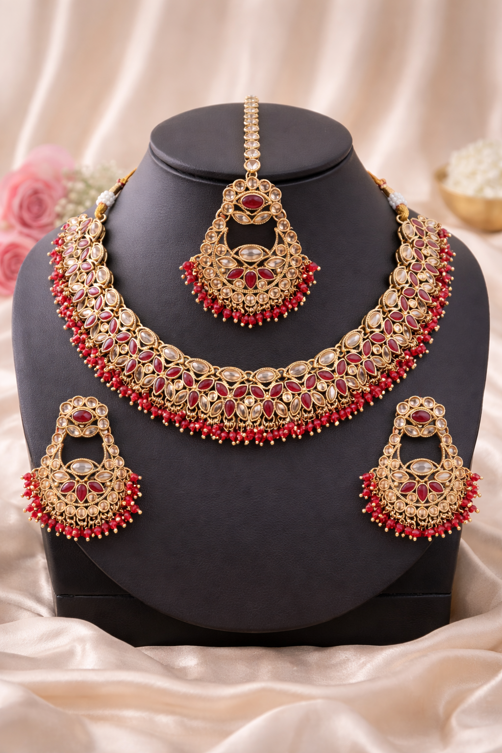 Rangmahal Ruby Kundan Set