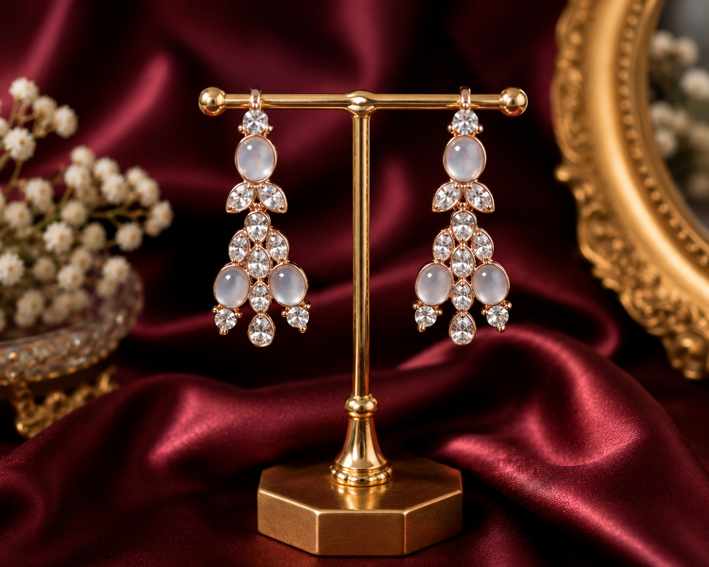 Moonstone Crystal Cascade Earrings