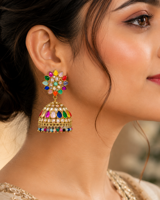 Multicolor Royal Prism Jhumkas