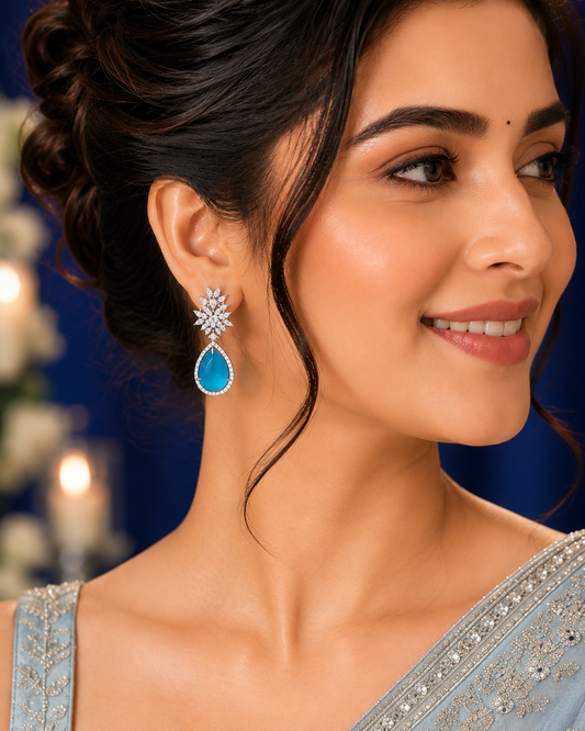 Blue Royal Elegance Teardrop Crystal Earrings