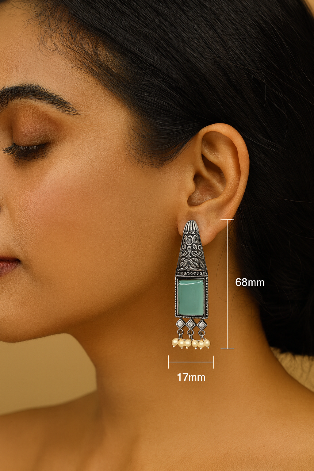 Emerald Grace Oxidized Earrings