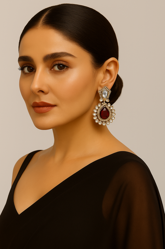 Crimson Royale Kundan Studs