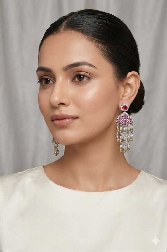 Imperial Ruby & Olive Stone Chandeliers