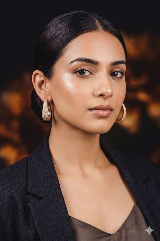 Rose Gold Sparkle Hoops