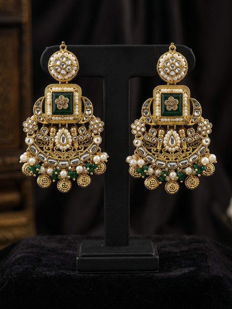 Rajwada Emerald Pearl Statement Set
