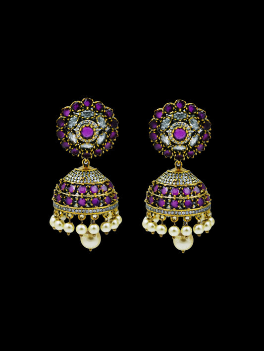 Regal Amethyst Jhumka Earrings