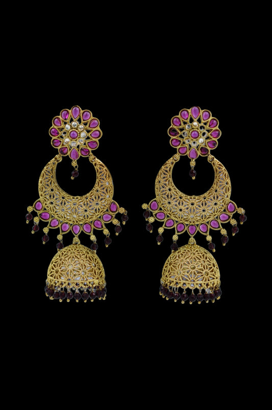 Ethereal Ruby Bloom Filigree Earrings