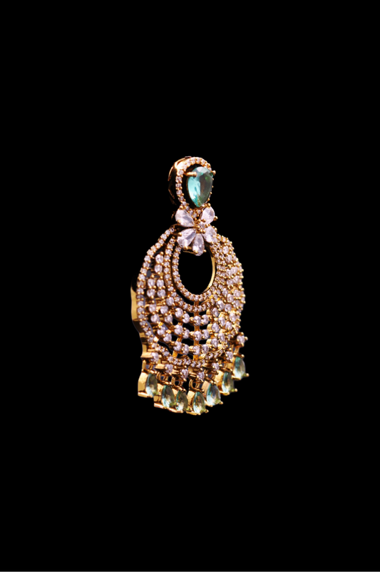 Green Stone Chandelier Earrings