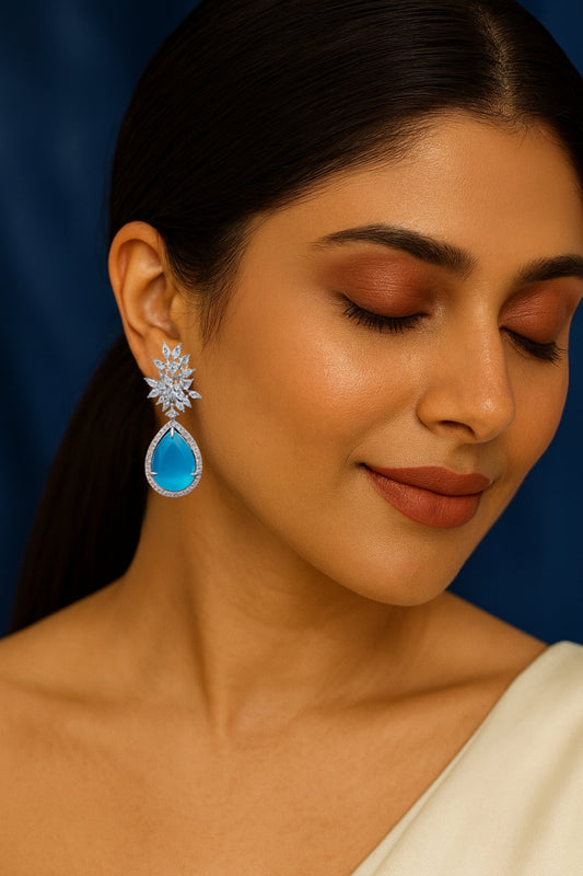 Blue Royal Elegance Teardrop Crystal Earrings