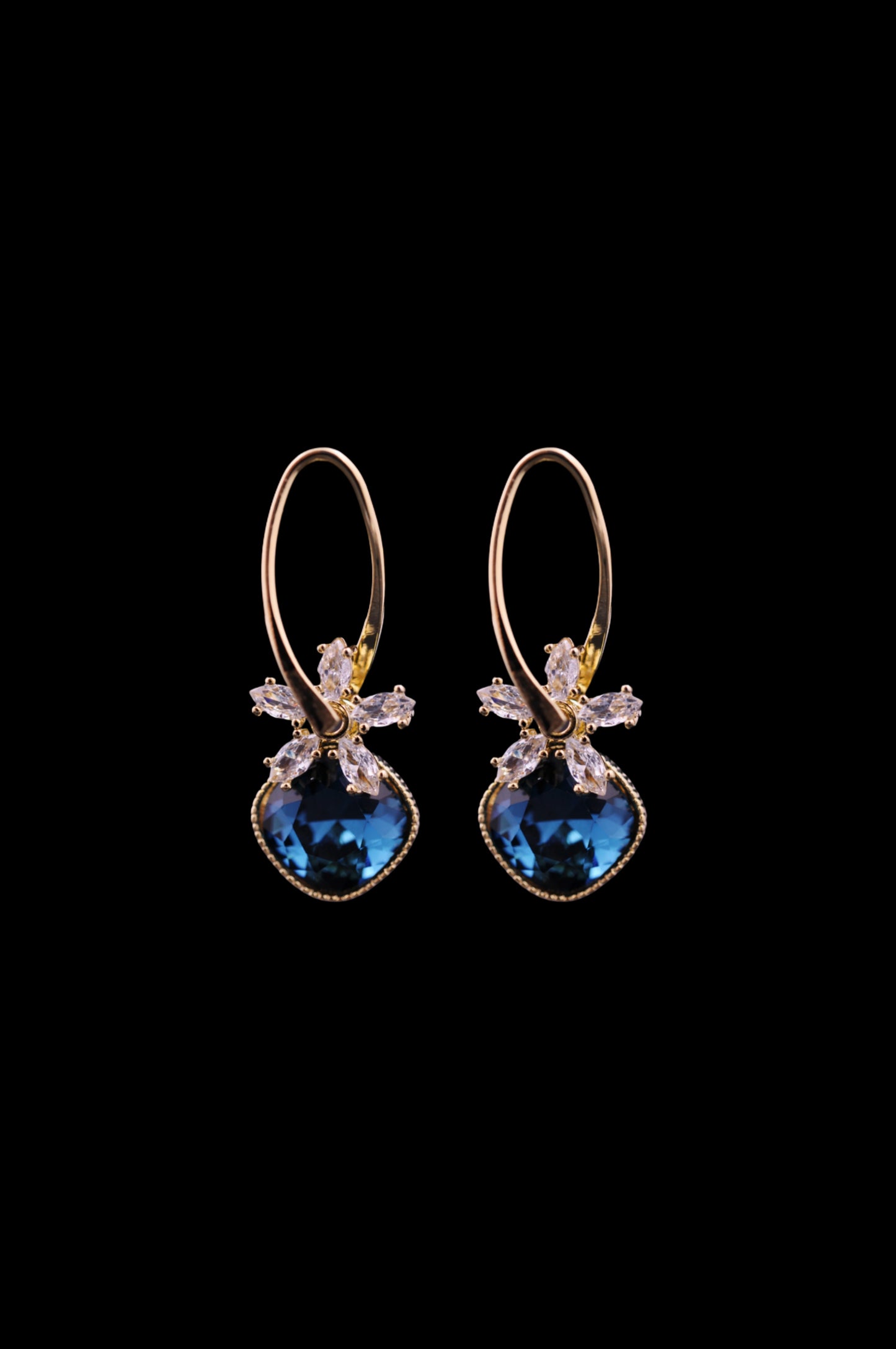 Midnight Bloom Sapphire Earrings