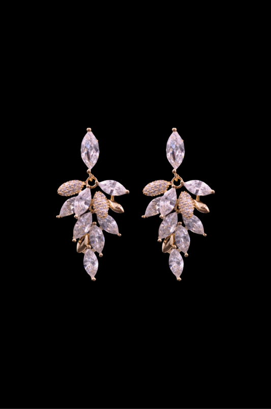 Crystal Cascade Leaf Earrings