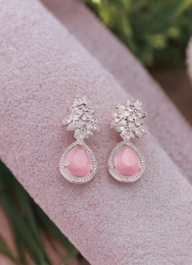Pink Royal Elegance Teardrop Crystal Earrings