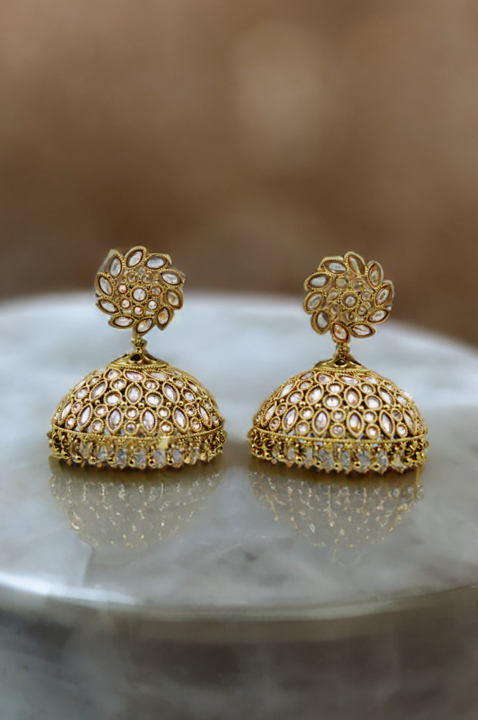 Gold Regal Kundan Jhumka