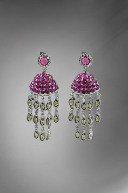 Imperial Ruby & Olive Stone Chandeliers