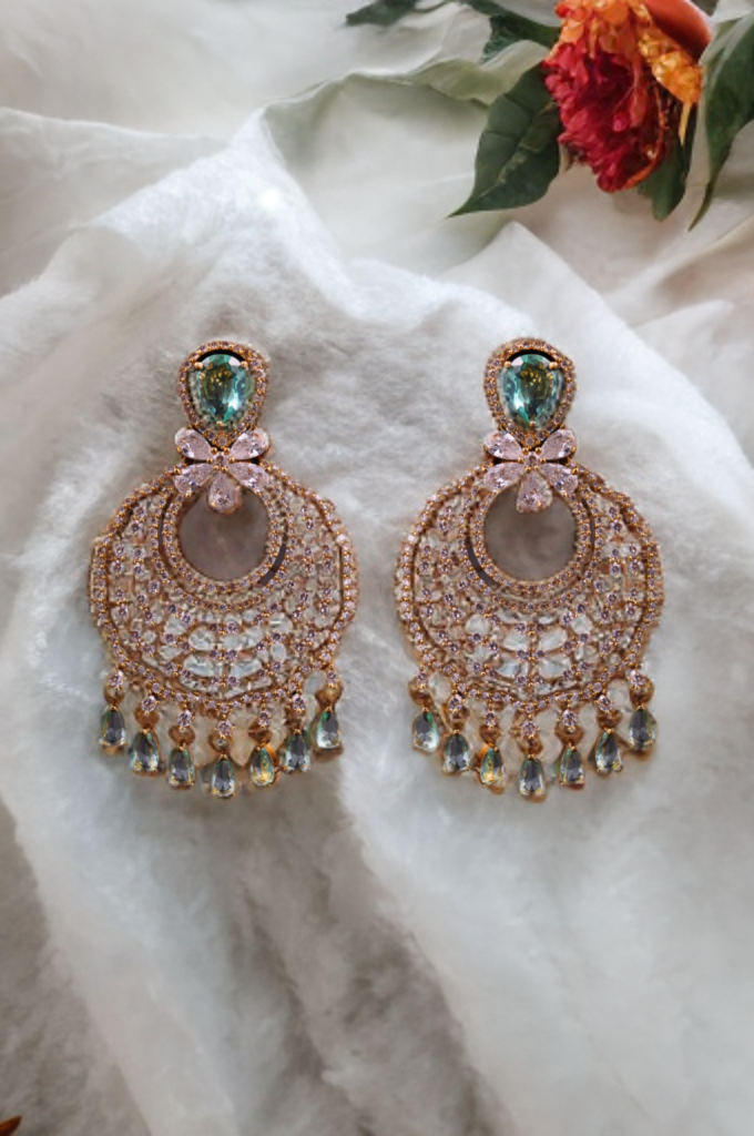 Royal Radiance: Gold & Ruby Chandelier Earrings
