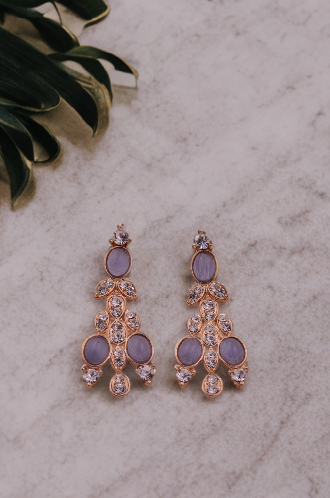 Lavender Crystal Cascade Earrings