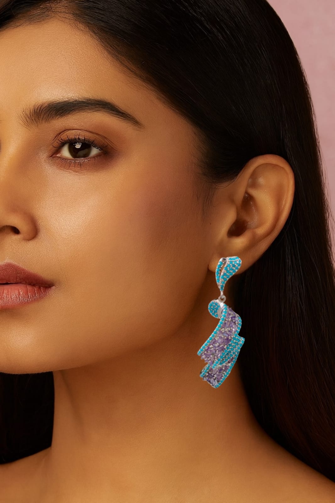 Blue Twilight Swirl Pavé Earrings
