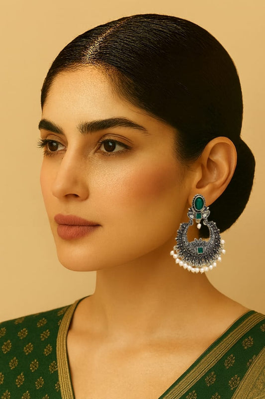 Green Lunar Blossom Earrings