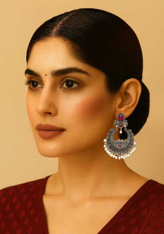 Red Lunar Blossom Earrings