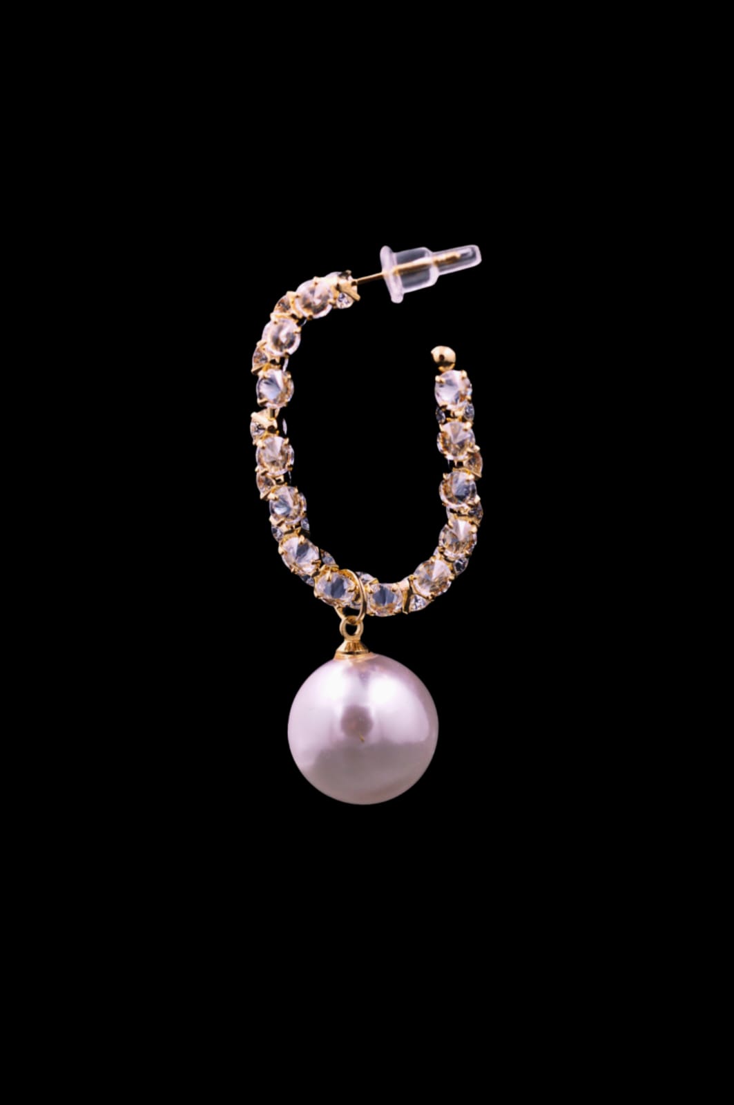 Crystal Pearl Loop Earrings
