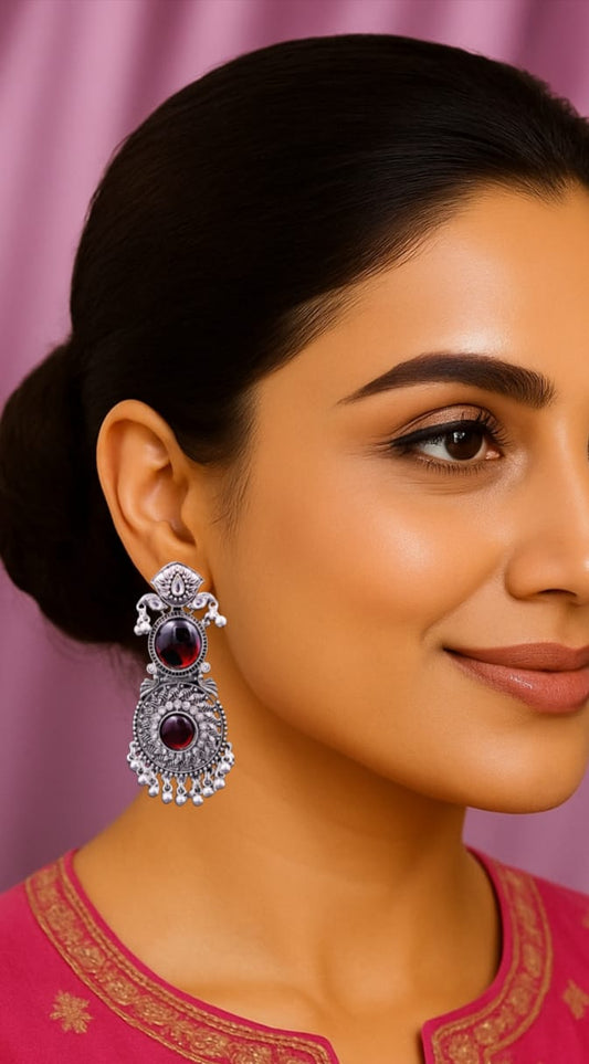 Crimson Regal Oxidized Chandbalis