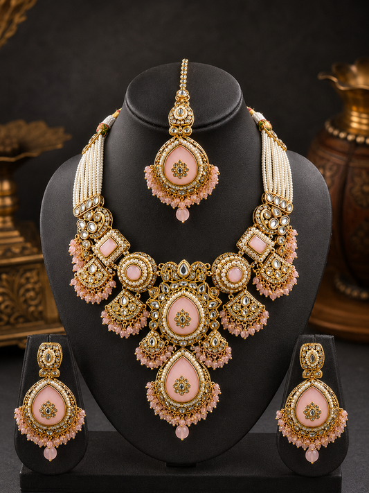 Rose Pearl Maharani Necklace Set
