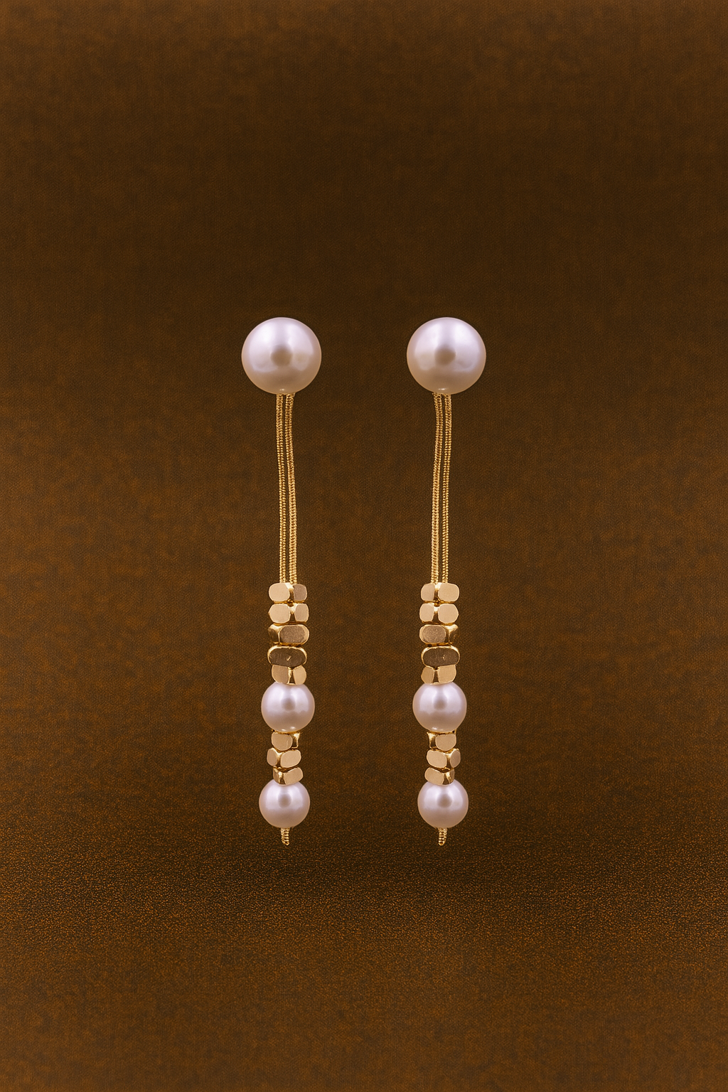Golden Pearl Cascade Earrings