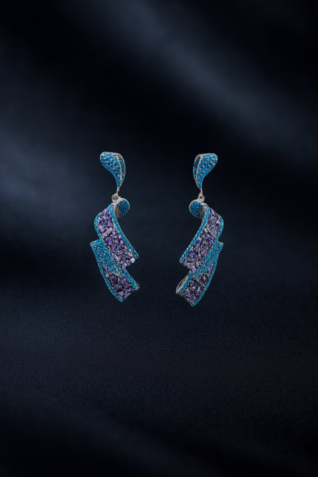 Blue Twilight Swirl Pavé Earrings
