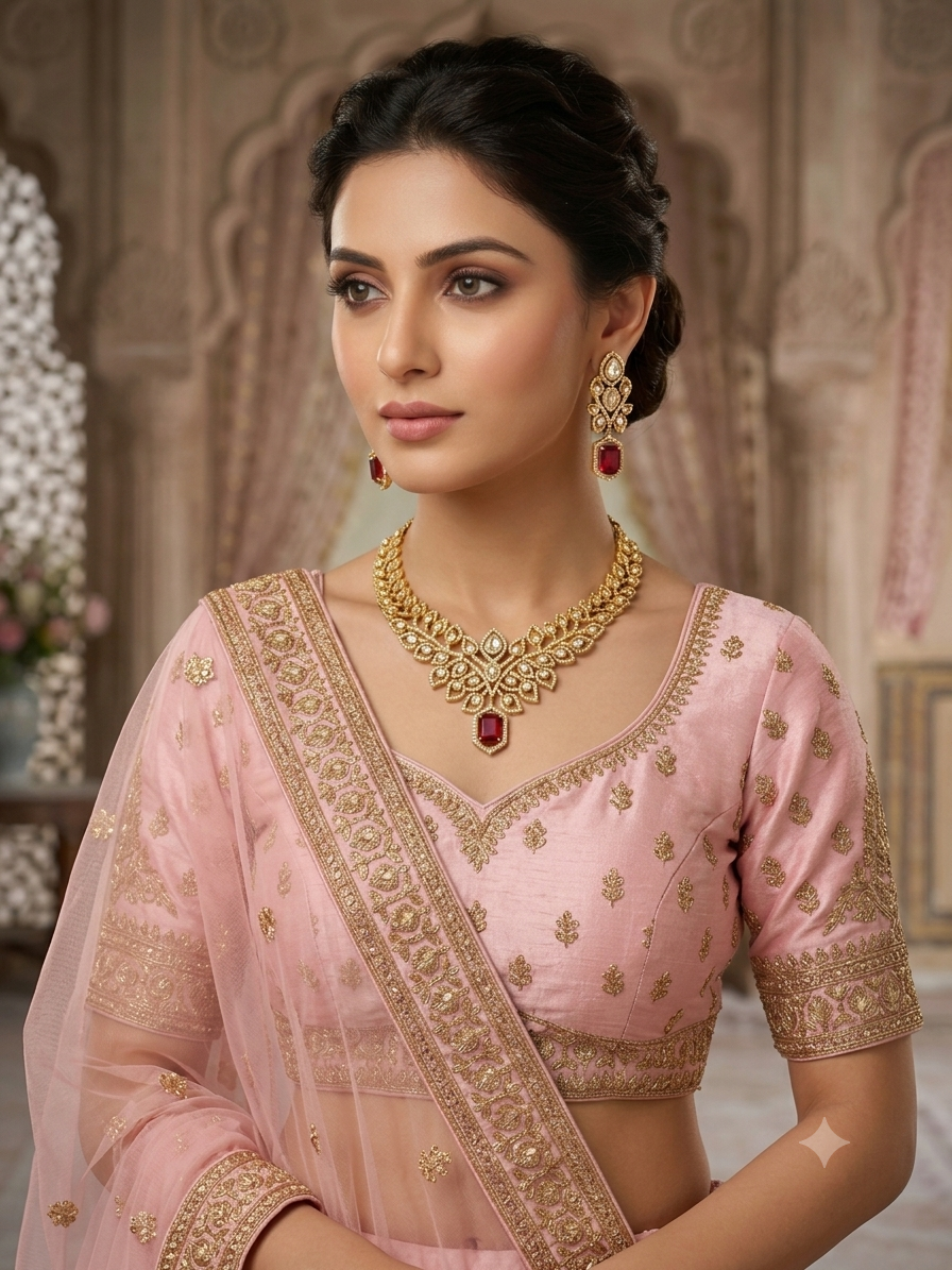 Ruby Leaf Elegance Necklace Set