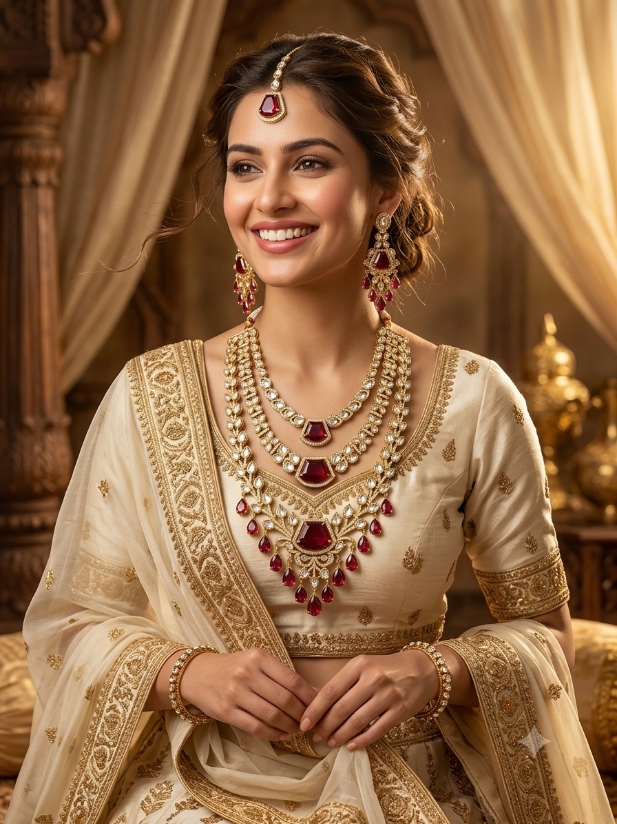 Royal Ruby Vine Necklace Set