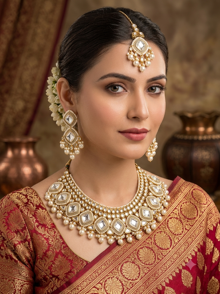 Heritage Kundan Pearl Necklace Set