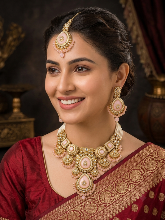 Rose Pearl Maharani Necklace Set