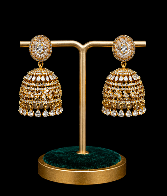 Majestic Golden Diamond Jhumkas