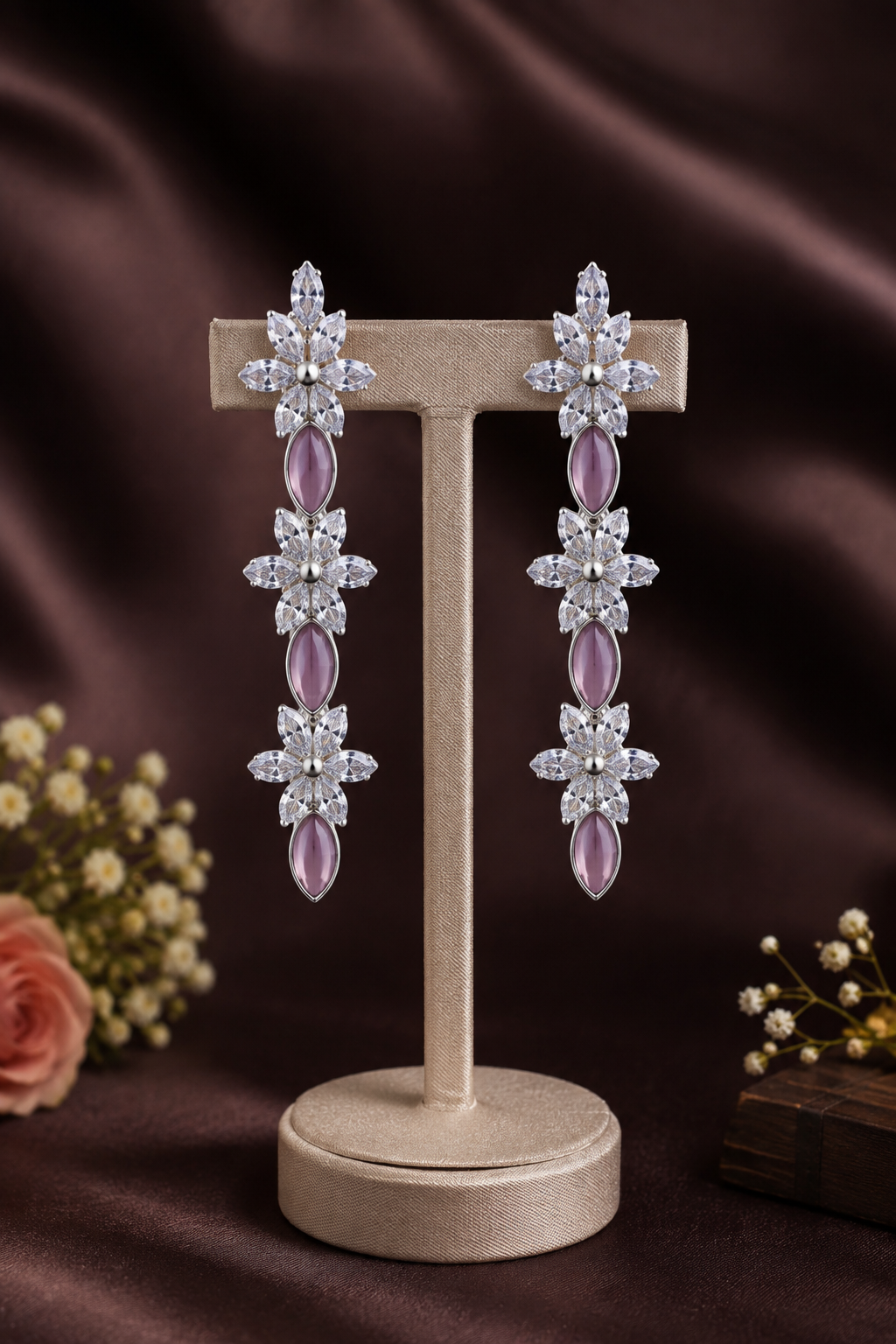 Dusty Mauve Celestia Drop Earrings