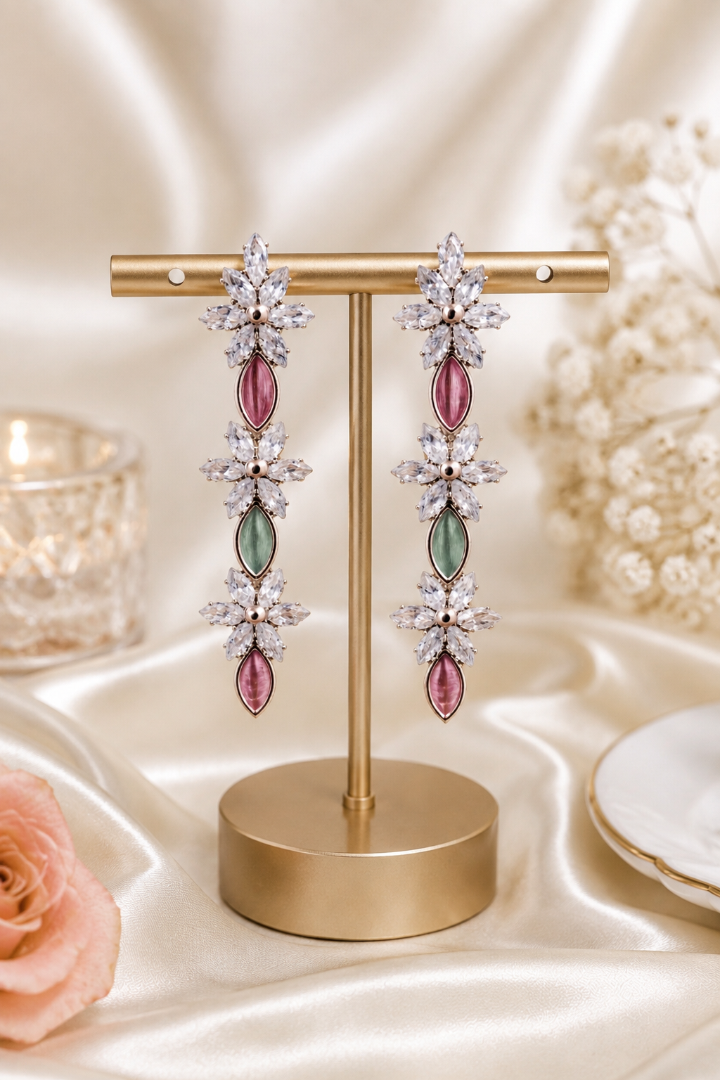 Rose Mist Floral Earrings