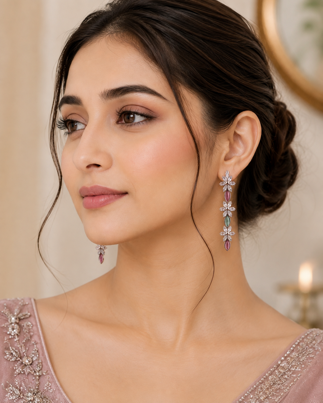 Rose Mist Floral Earrings