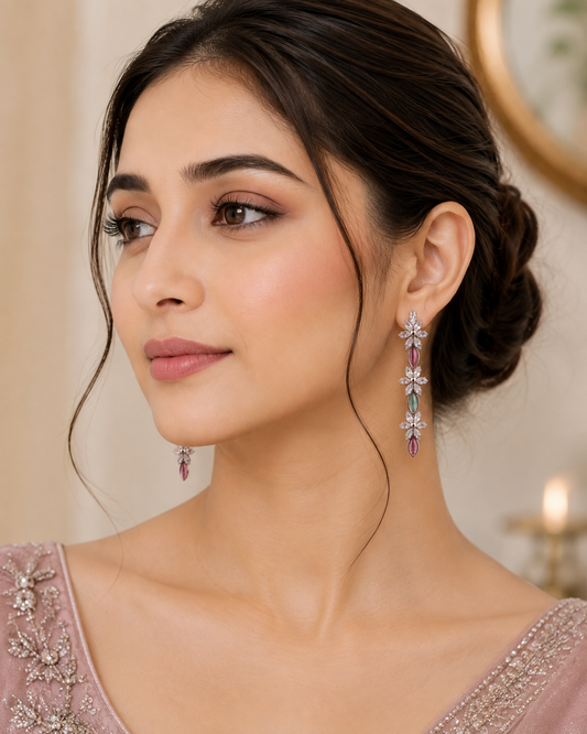 Rose Mist Floral Earrings