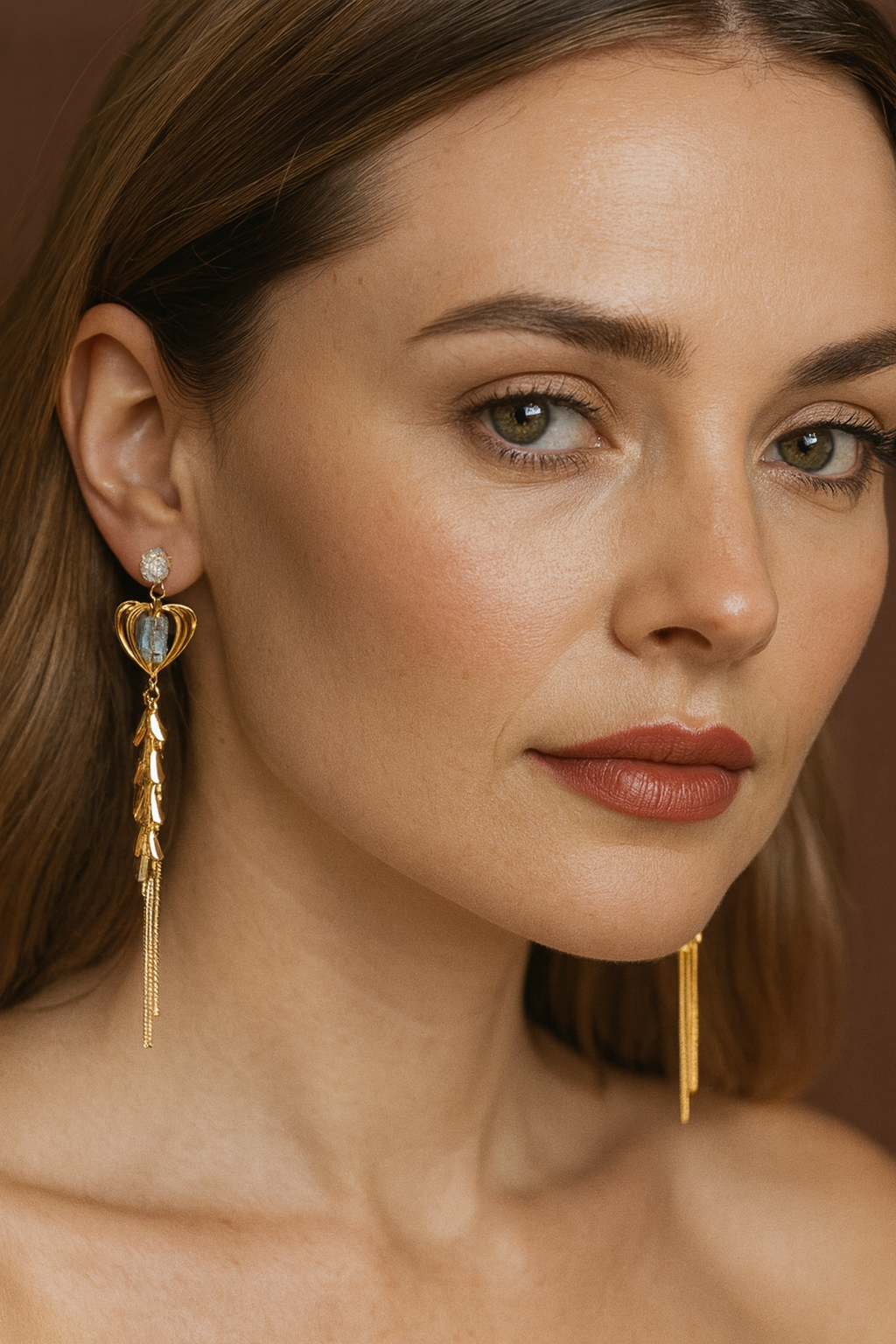 Enchanted Gold Heart Dangle Earrings