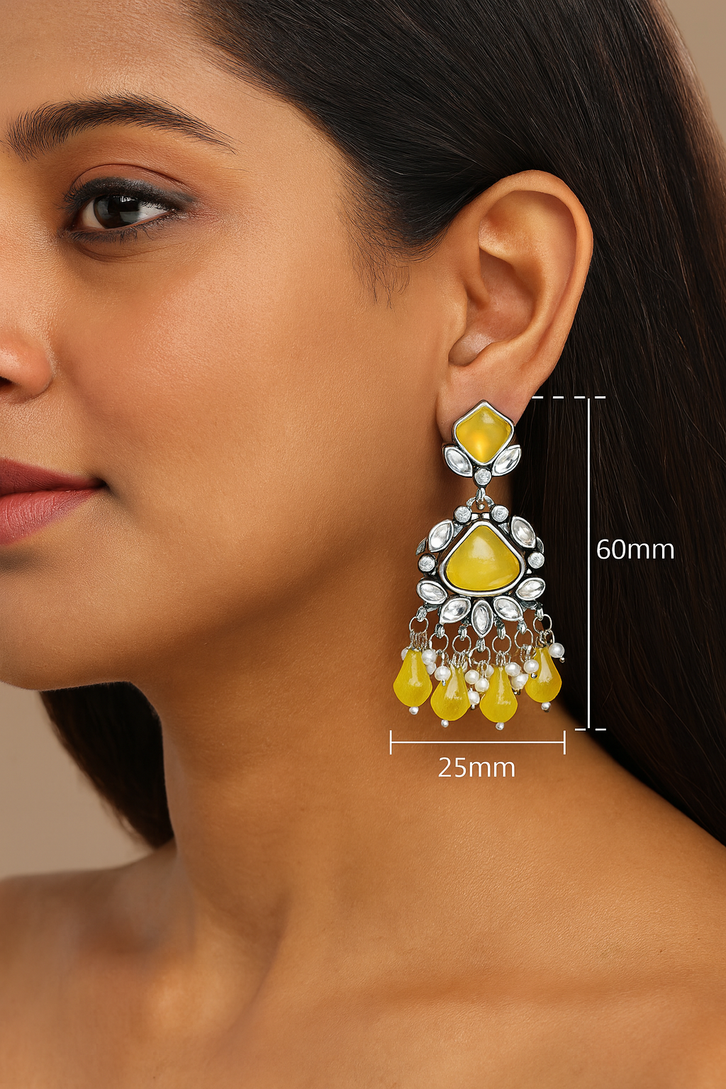Yellow Sunshine Kundan Drop Earrings