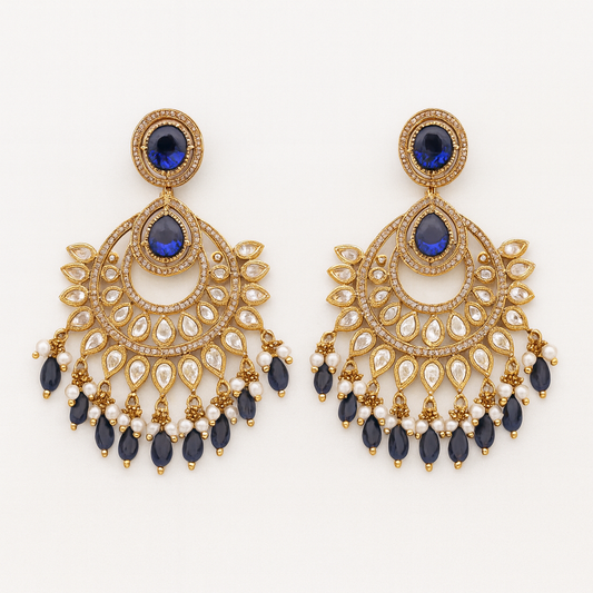 Royal Blue Crescent Earrings