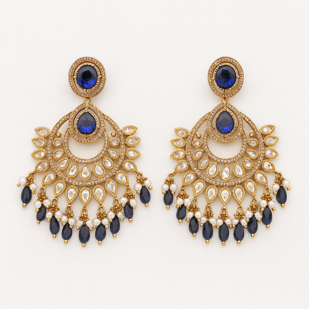 Royal Blue Crescent Earrings
