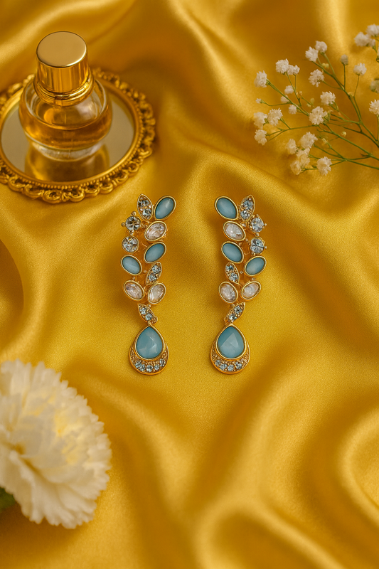 Turquoise Blue Celestial Raindrop Earrings