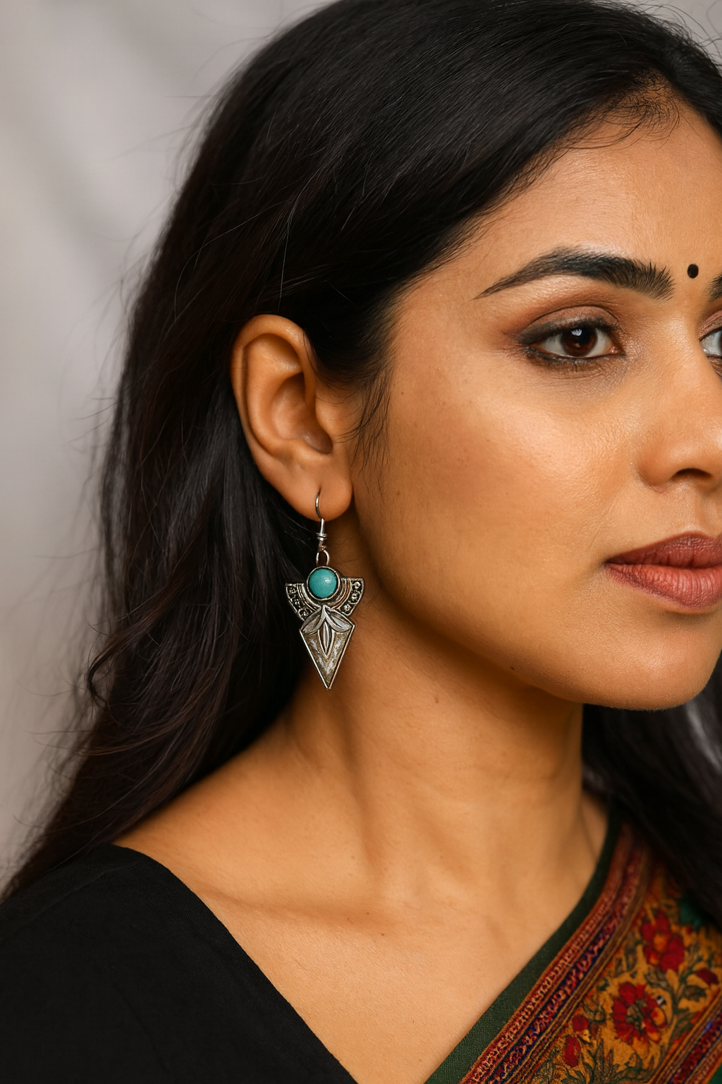 Turquoise Tribal Drop Earrings